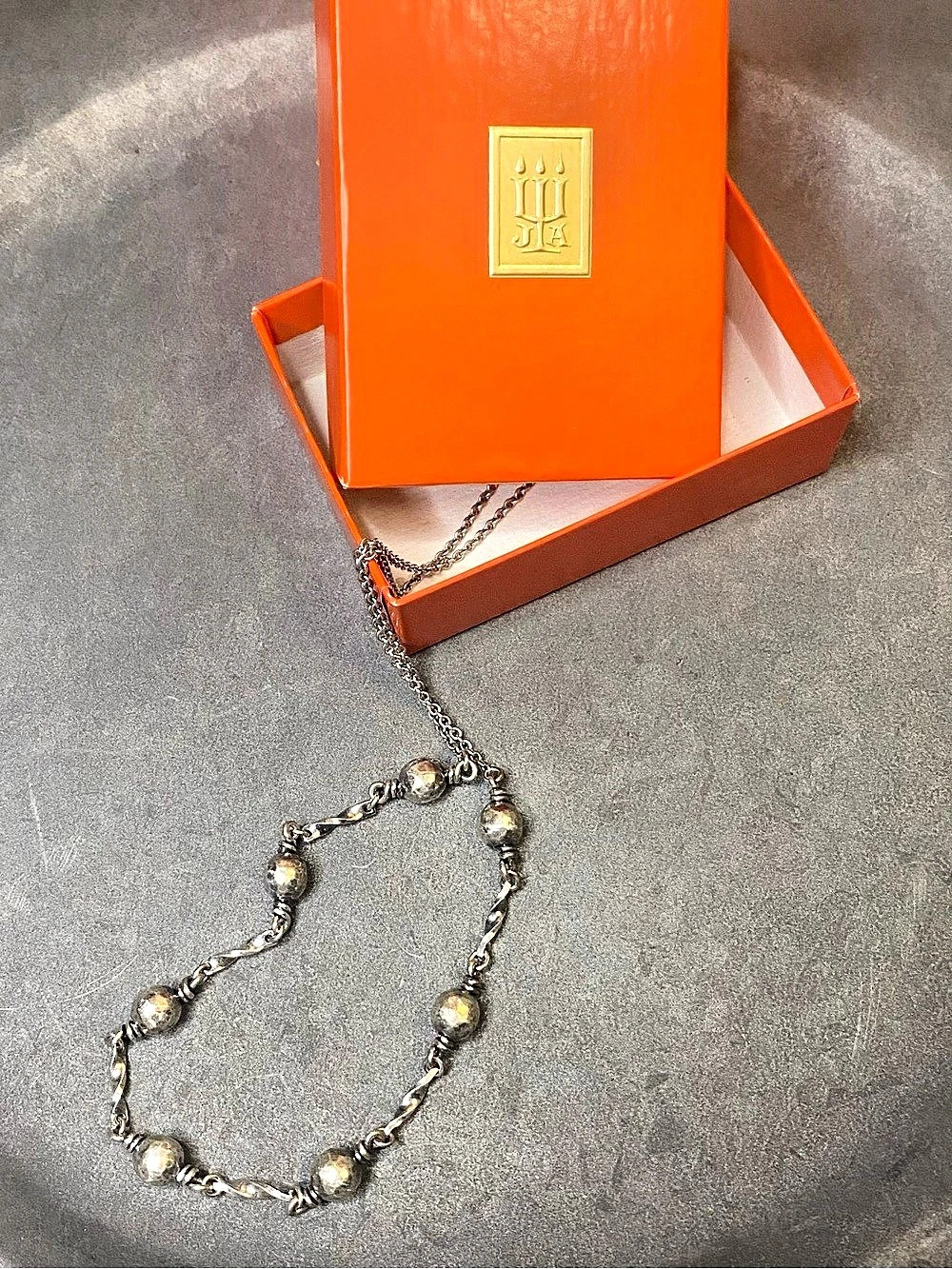 Retired James Avery Sterling Silver Wrought Beads and Twisted Bar Neckace - 20”